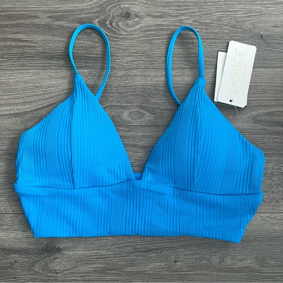 L Space Swim Lspace Winnie Bikini Top Medium Electric Blue Ribbed